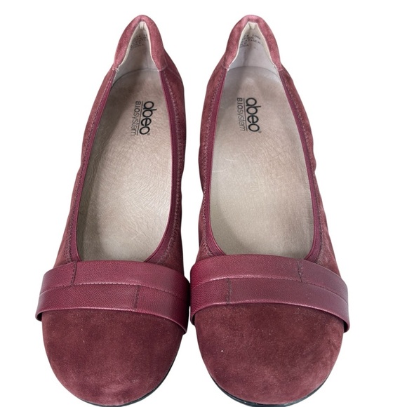 Abeo Bio System Tessa Comfort Shoe Size 10 Burgundy Suede Ballet Flats Loafer - Picture 1 of 11